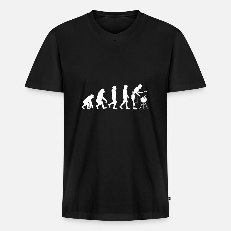 Evolution Barbecue - Männer Premium Bio T-Shirt mit V-Ausschnitt - Schwarz