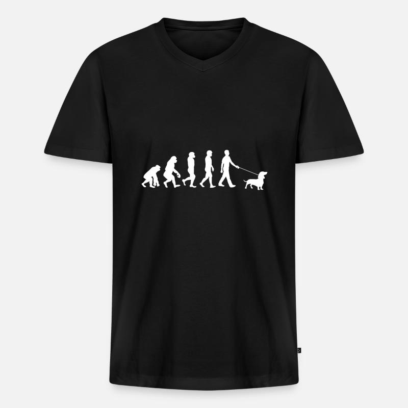Dackel Evolution - Männer Premium Bio T-Shirt mit V-Ausschnitt - Schwarz