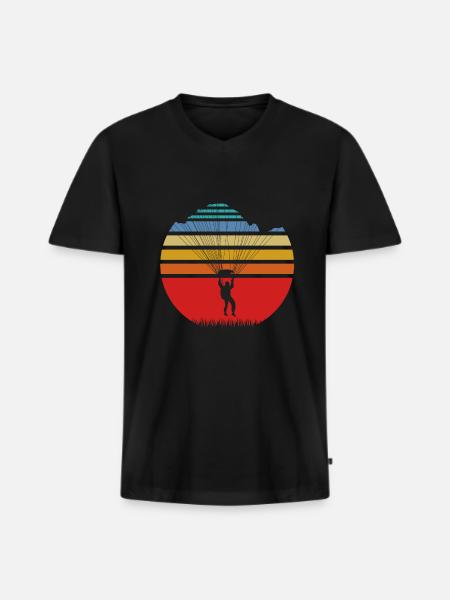 Paragliding - Männer Premium Bio T-Shirt mit V-Ausschnitt - Schwarz