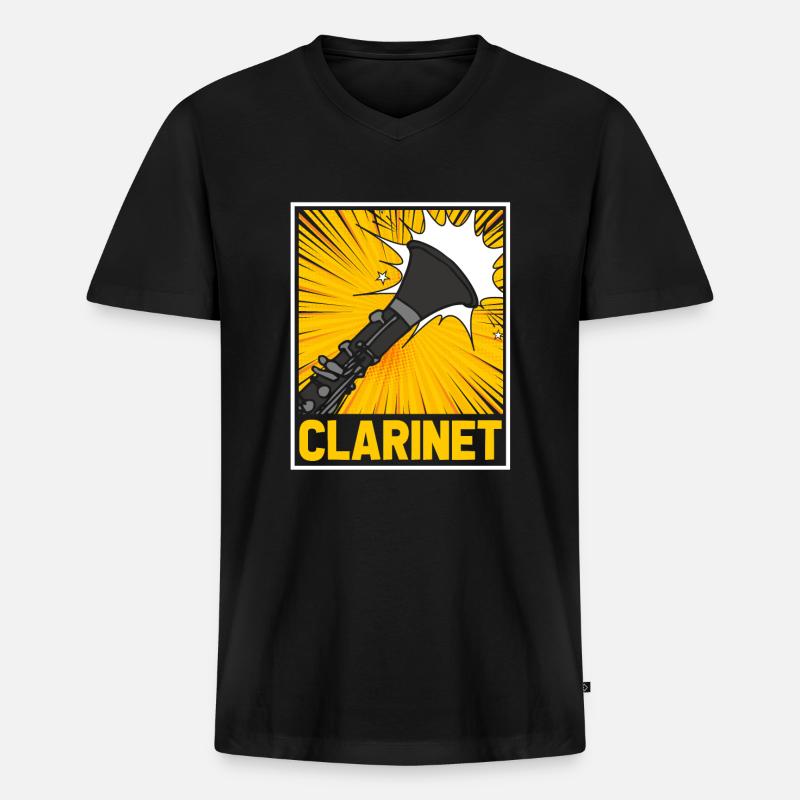 Klarinette - Männer Premium Bio T-Shirt mit V-Ausschnitt - Schwarz