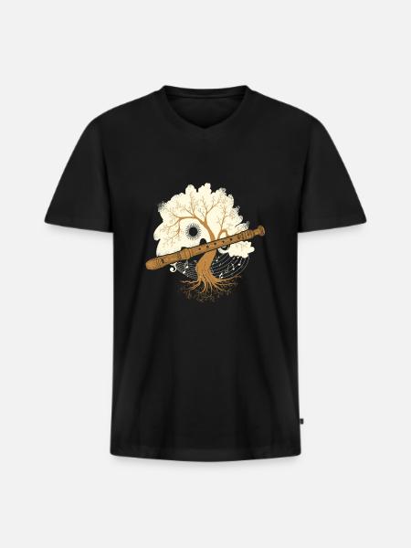 flute - Men's Premium Organic T-shirt with V-neck - black