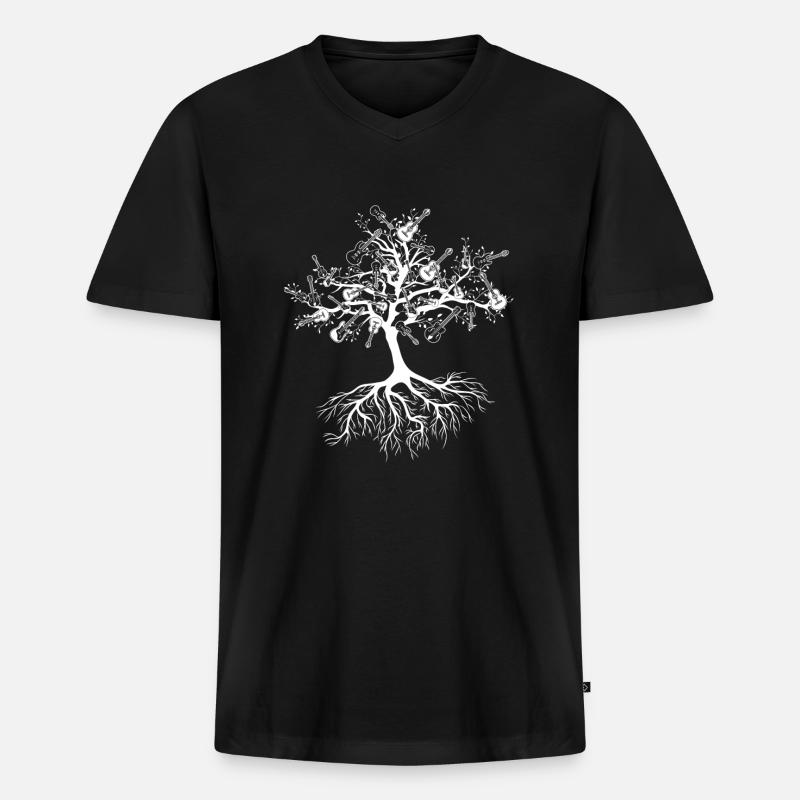 Gitarre - Männer Premium Bio T-Shirt mit V-Ausschnitt - Schwarz
