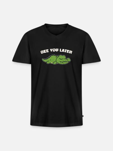 Alligator - Men's Premium Organic T-shirt with V-neck - black