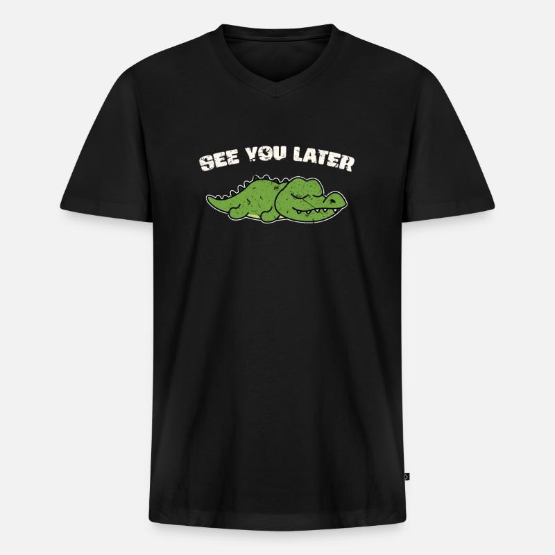 Alligator - Männer Premium Bio T-Shirt mit V-Ausschnitt - Schwarz