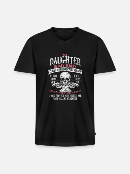 Father daughter baby - Men's Premium Organic T-shirt with V-neck - black