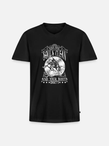 Cowboy soul - Men's Premium Organic T-shirt with V-neck - black