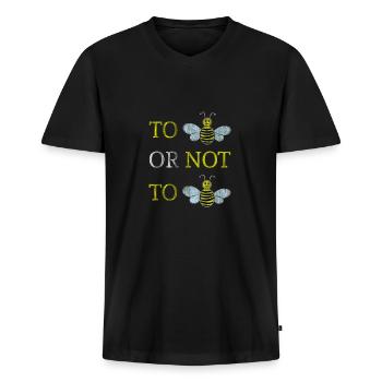Biene - Männer Premium Bio T-Shirt mit V-Ausschnitt - Schwarz - Vorne - Nico (187cm)