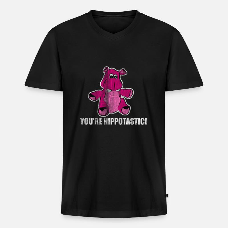 Nilpferd - Männer Premium Bio T-Shirt mit V-Ausschnitt - Schwarz