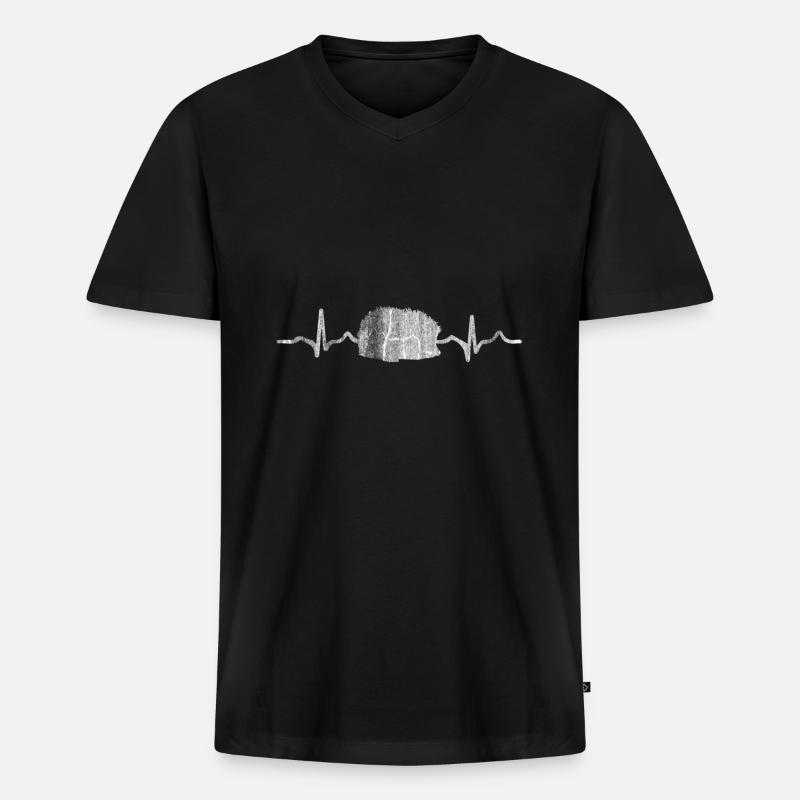 Igel Frequenz Puls - Männer Premium Bio T-Shirt mit V-Ausschnitt - Schwarz