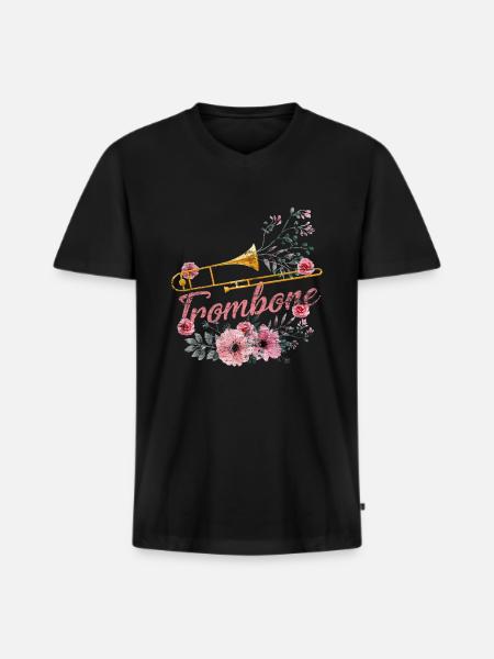 Posaune - Männer Premium Bio T-Shirt mit V-Ausschnitt - Schwarz