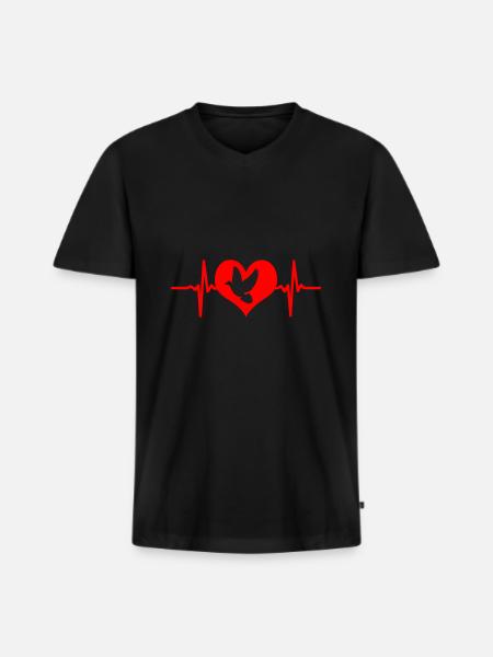 Dove heart pulse - Men's Premium Organic T-shirt with V-neck - black