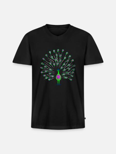 Peacock animal - Men's Premium Organic T-shirt with V-neck - black