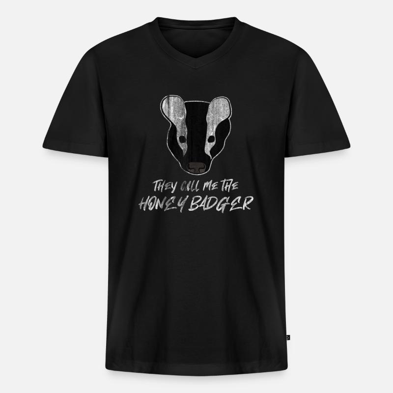 Honigdachs Honig - Männer Premium Bio T-Shirt mit V-Ausschnitt - Schwarz