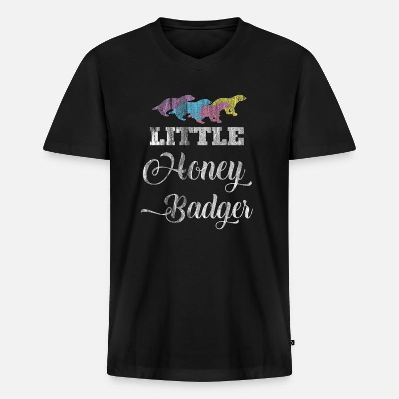 Honigdachs - Männer Premium Bio T-Shirt mit V-Ausschnitt - Schwarz