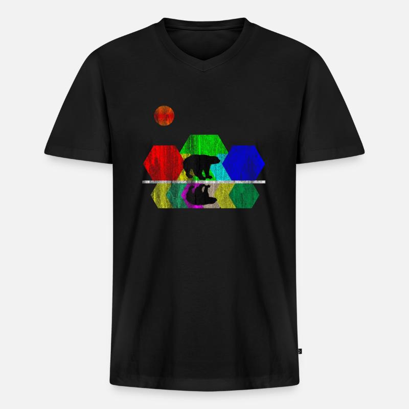 Honigdachs Wildtier - Männer Premium Bio T-Shirt mit V-Ausschnitt - Schwarz