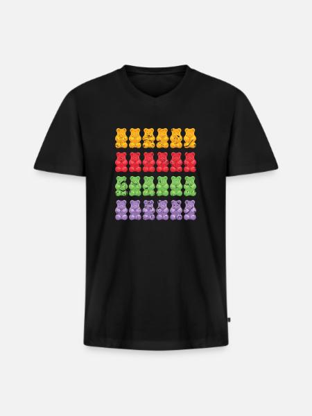 Bear gummi bear - Men's Premium Organic T-shirt with V-neck - black