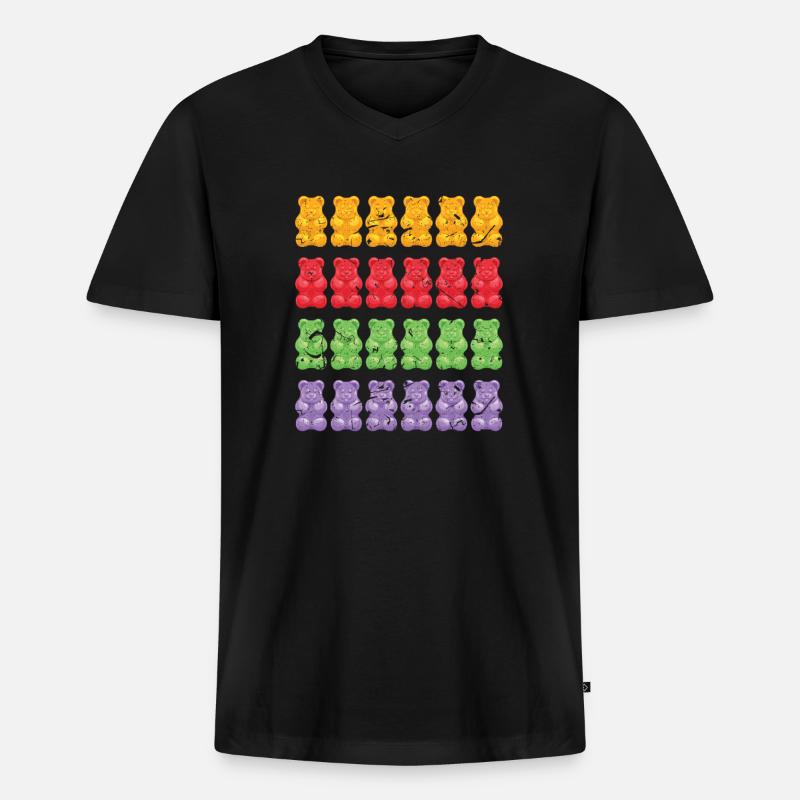 Bär Gummibär - Männer Premium Bio T-Shirt mit V-Ausschnitt - Schwarz
