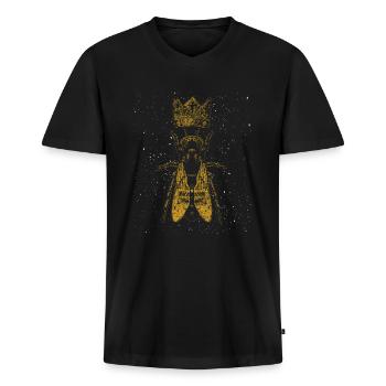 Abeille Reine Abeille - T-shirt encolure en V Premium bio Homme - noir - Devant - Nico (187cm)