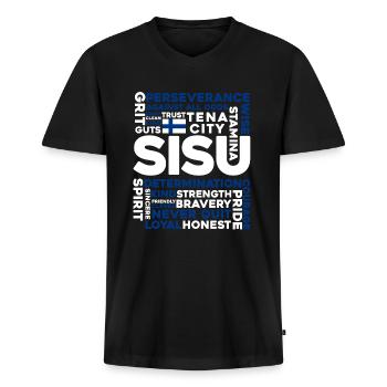 Finnland - Männer Premium Bio T-Shirt mit V-Ausschnitt - Schwarz - Vorne - Nico (187cm)