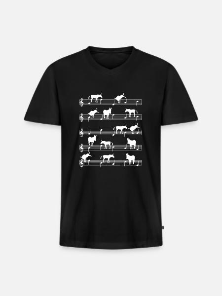 Donkey musician - Men's Premium Organic T-shirt with V-neck - black