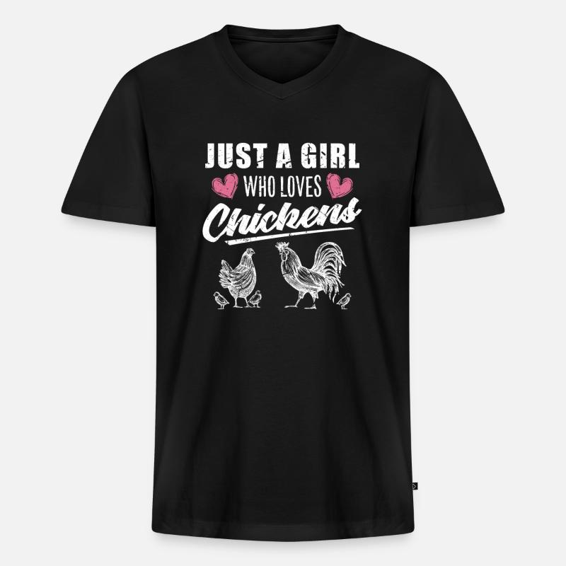 Huhn - Männer Premium Bio T-Shirt mit V-Ausschnitt - Schwarz