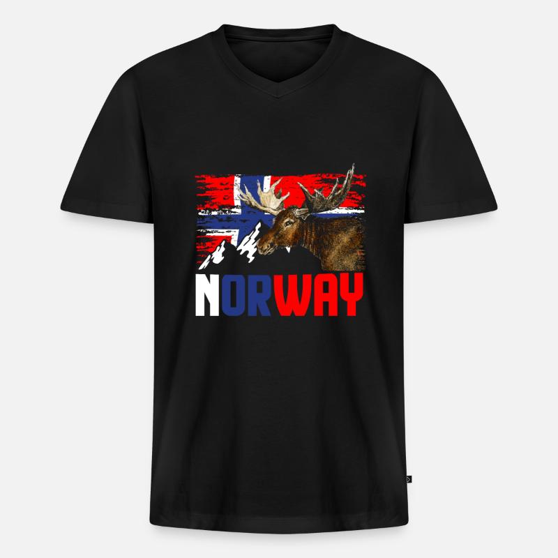 Norwegen Elch - Männer Premium Bio T-Shirt mit V-Ausschnitt - Schwarz