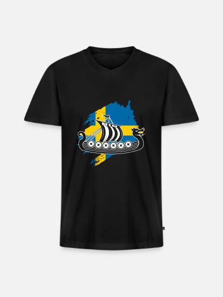 Schweden Wikinger - Männer Premium Bio T-Shirt mit V-Ausschnitt - Schwarz