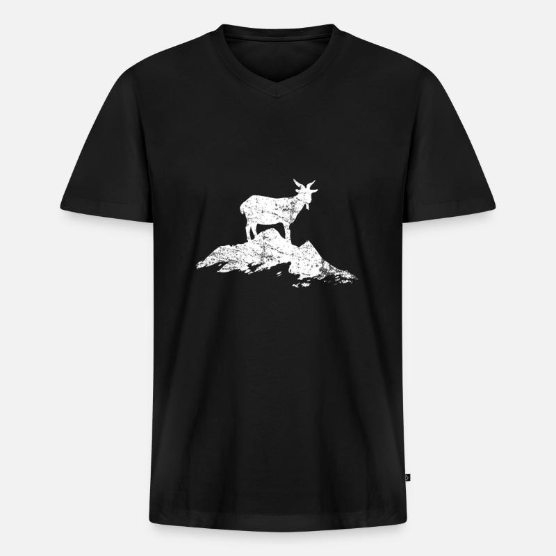 Ziege Klettern - Männer Premium Bio T-Shirt mit V-Ausschnitt - Schwarz
