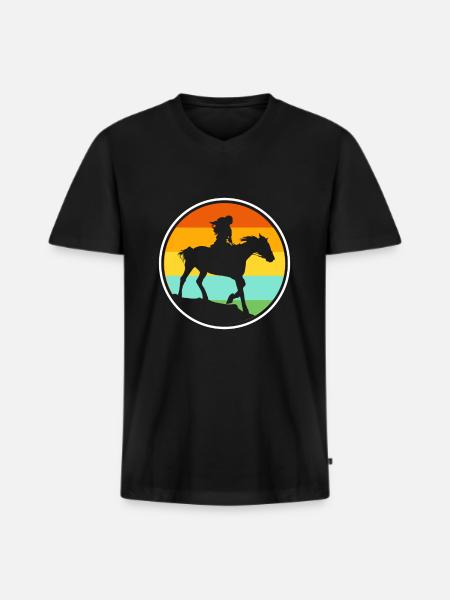 cheval - T-shirt encolure en V Premium bio Homme - noir