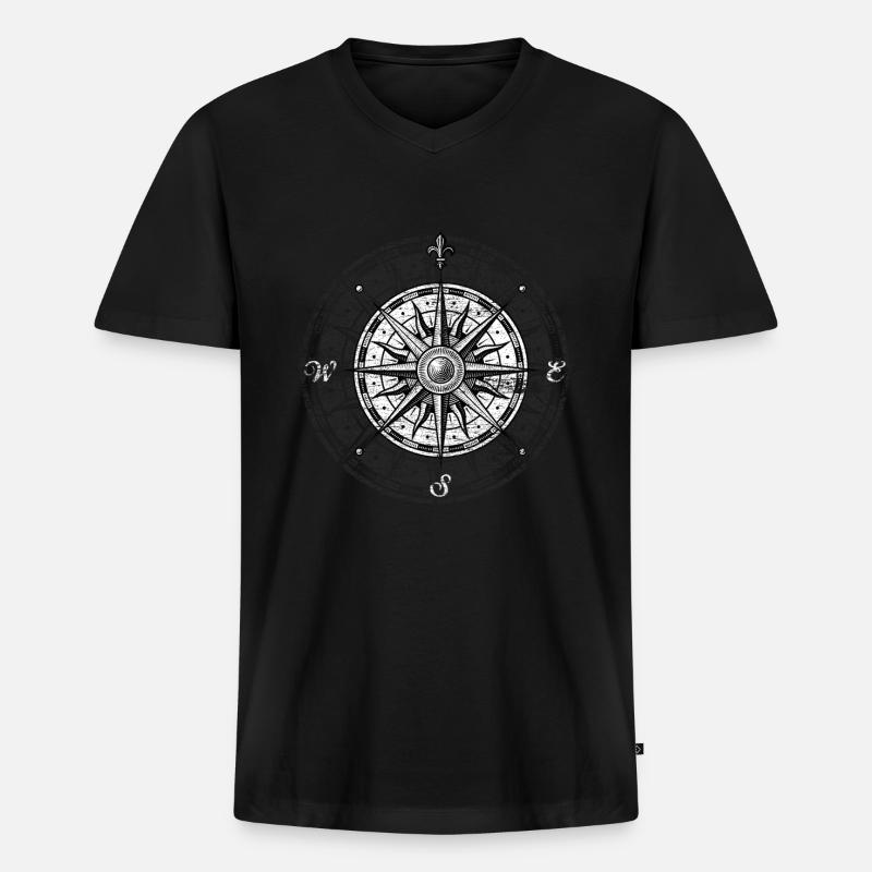 Segeln Kompass - Männer Premium Bio T-Shirt mit V-Ausschnitt - Schwarz