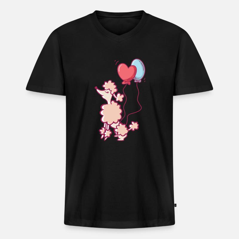Pudel - Männer Premium Bio T-Shirt mit V-Ausschnitt - Schwarz