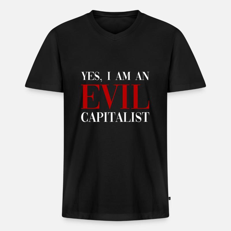 Kapitalismus - Männer Premium Bio T-Shirt mit V-Ausschnitt - Schwarz