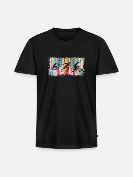 Triathlon Sport - Männer Premium Bio T-Shirt mit V-Ausschnitt - Schwarz