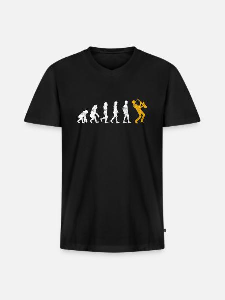 Evolution du saxophone - T-shirt encolure en V Premium bio Homme - noir