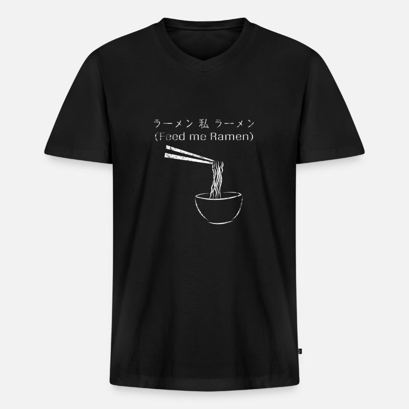 Ramen - Männer Premium Bio T-Shirt mit V-Ausschnitt - Schwarz