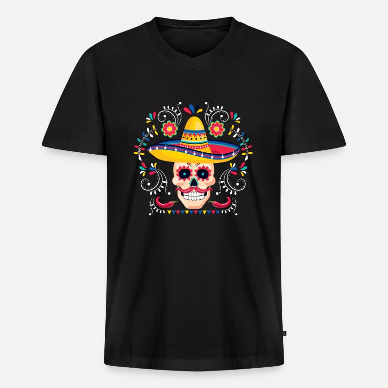 Mexiko - Männer Premium Bio T-Shirt mit V-Ausschnitt - Schwarz