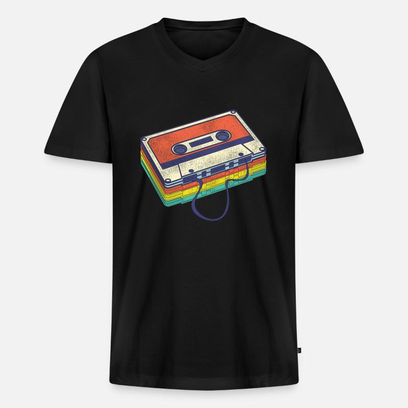 80er - Männer Premium Bio T-Shirt mit V-Ausschnitt - Schwarz