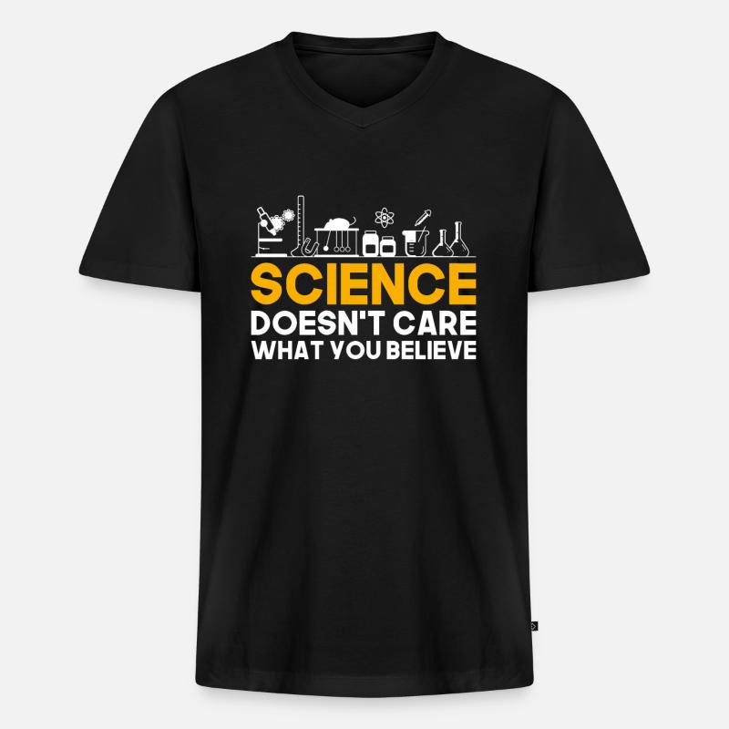 Wissenschaft Religion - Männer Premium Bio T-Shirt mit V-Ausschnitt - Schwarz