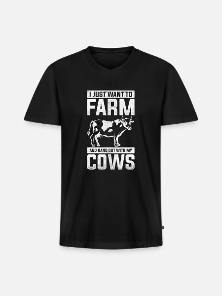 cow - Men's Premium Organic T-shirt with V-neck - black