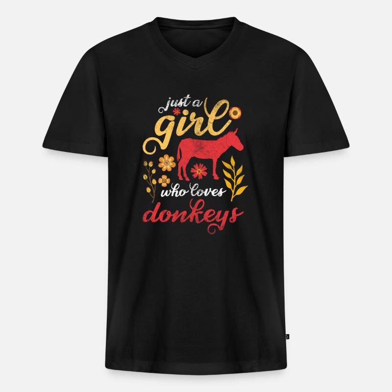 Esel Liebe - Männer Premium Bio T-Shirt mit V-Ausschnitt - Schwarz