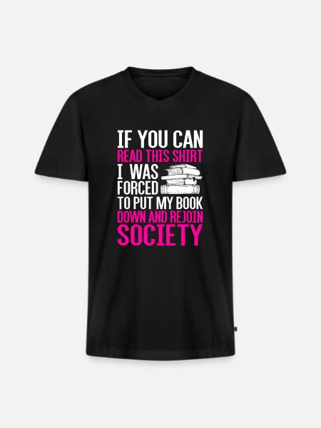 Bücher - Männer Premium Bio T-Shirt mit V-Ausschnitt - Schwarz