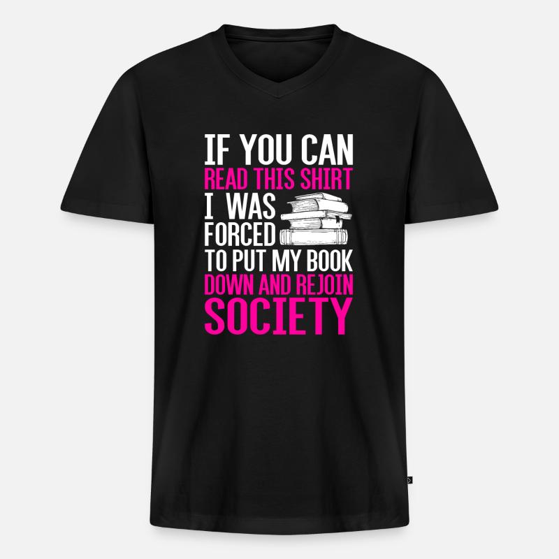 Bücher - Männer Premium Bio T-Shirt mit V-Ausschnitt - Schwarz
