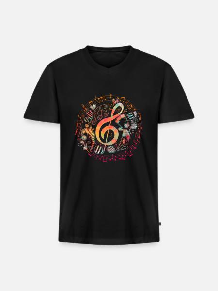 Clef music - Men's Premium Organic T-shirt with V-neck - black