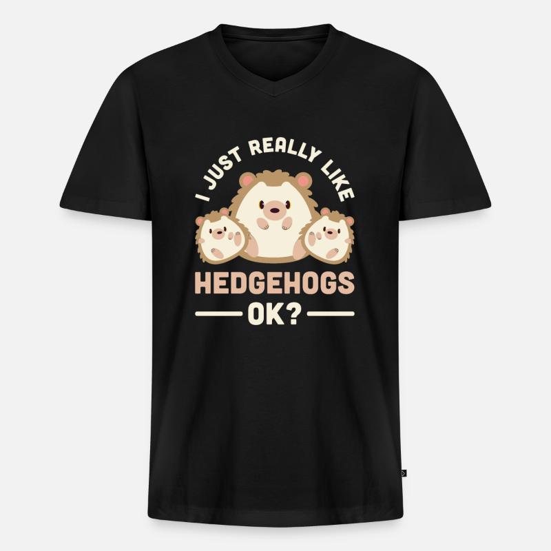 Igel - Männer Premium Bio T-Shirt mit V-Ausschnitt - Schwarz