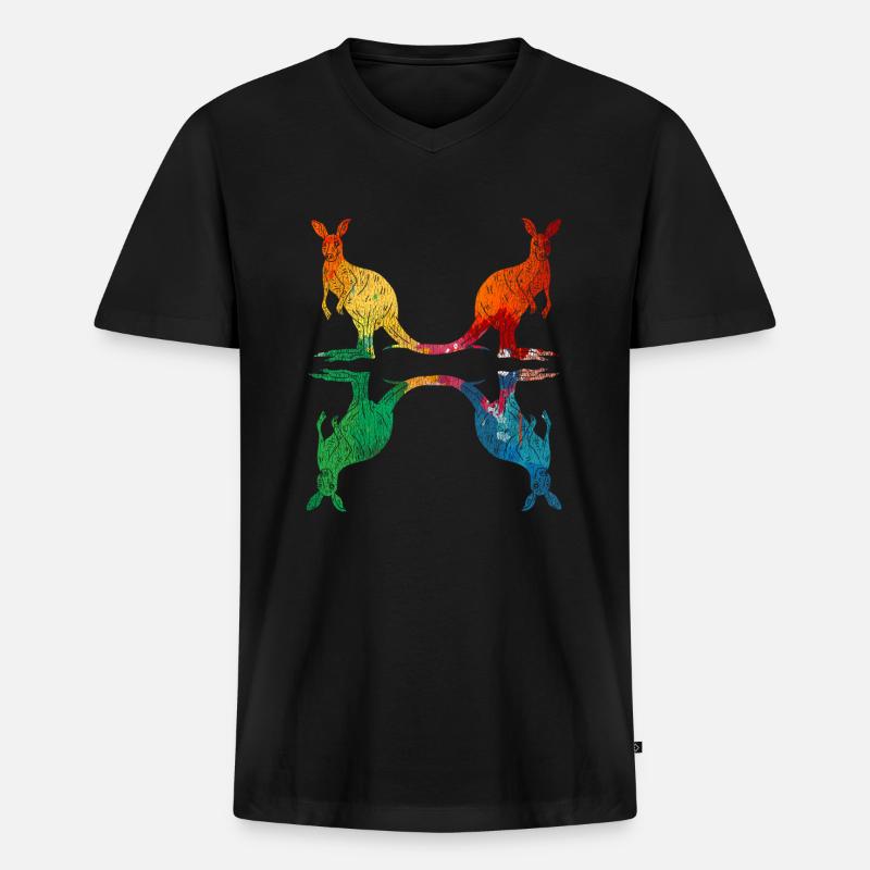 Känguru Australien - Männer Premium Bio T-Shirt mit V-Ausschnitt - Schwarz