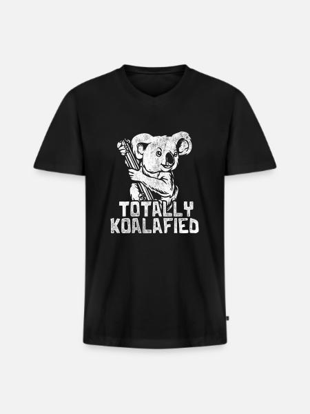 Koala eucalyptus gift - Men's Premium Organic T-shirt with V-neck - black
