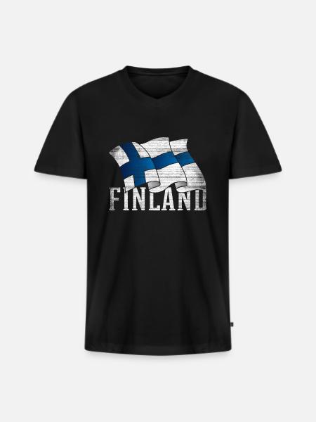 finland - Men's Premium Organic T-shirt with V-neck - black