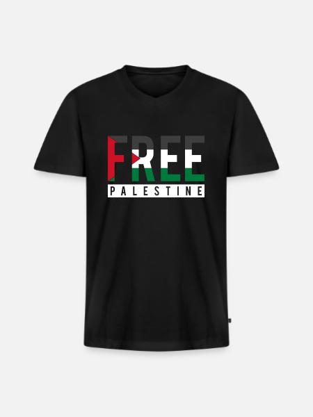 Palestine freedom - Men's Premium Organic T-shirt with V-neck - black