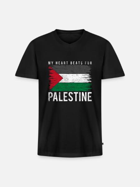 Palestine - Men's Premium Organic T-shirt with V-neck - black