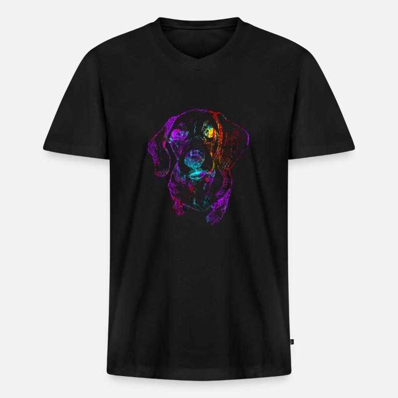 Dackel - Männer Premium Bio T-Shirt mit V-Ausschnitt - Schwarz